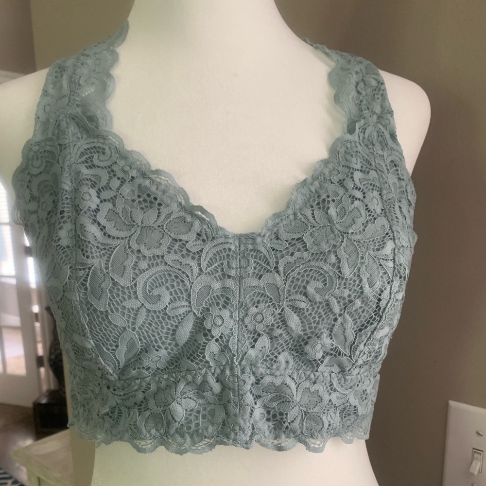 XL Bralette Light Green Lace Crop Top, NWOT